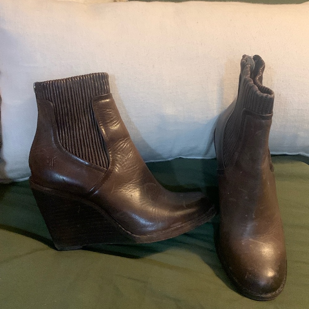 Frye wedge ankle boots